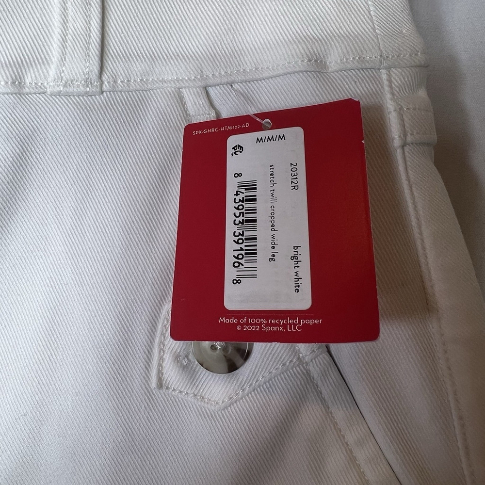 Spanx Women’s Stretch Twill Cropped Wide Leg Pants M Bright White Shapewear - Picture 8 of 10